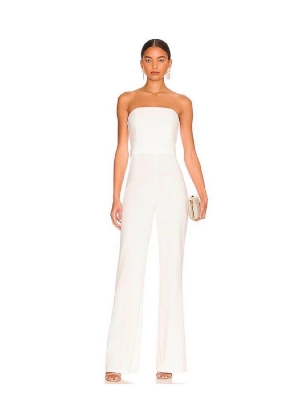 Alice + Olivia Strapless Cream Jumpsuit